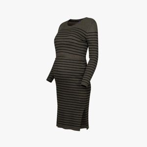 Seraphine khaki ribbed maternity and nursing midi-dress